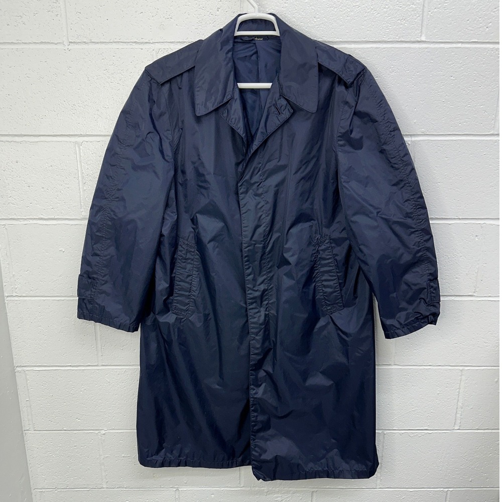 US Air Force Trench Coat Blue Vintage 1970s Nylon / Men's 40 S